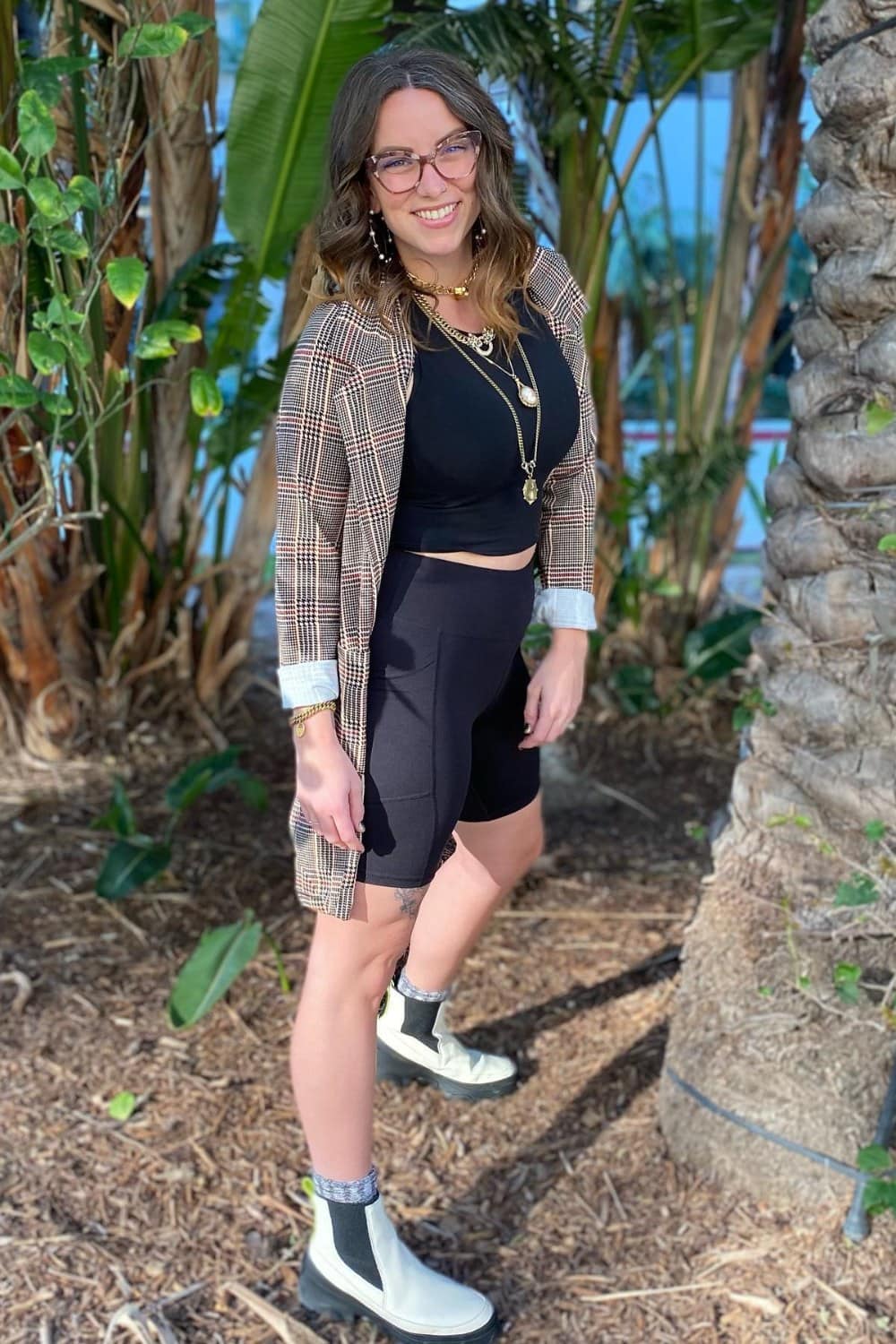 Plaid Blazer and Crop Top