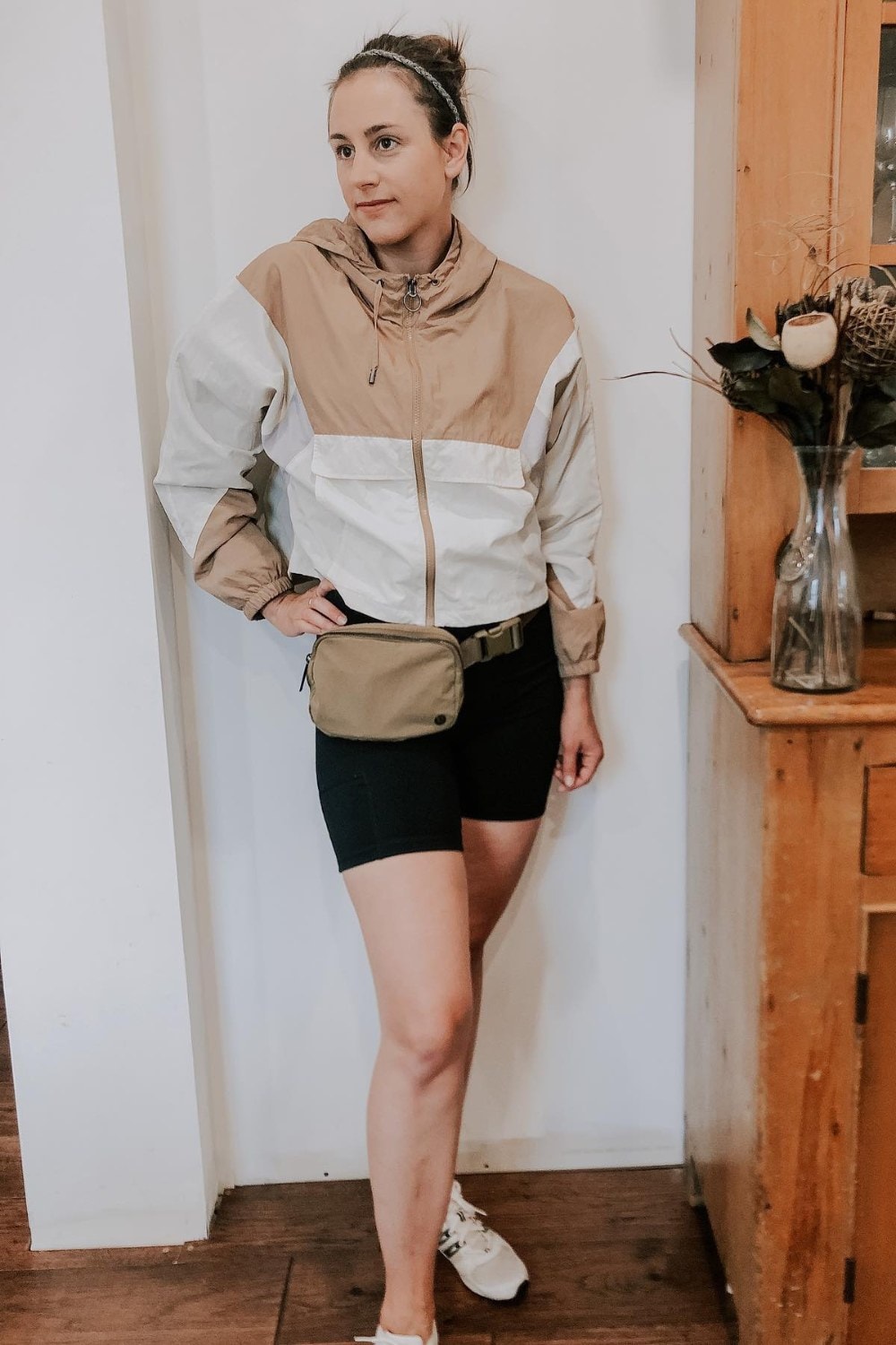 Color-Block Windbreaker and Sneakers