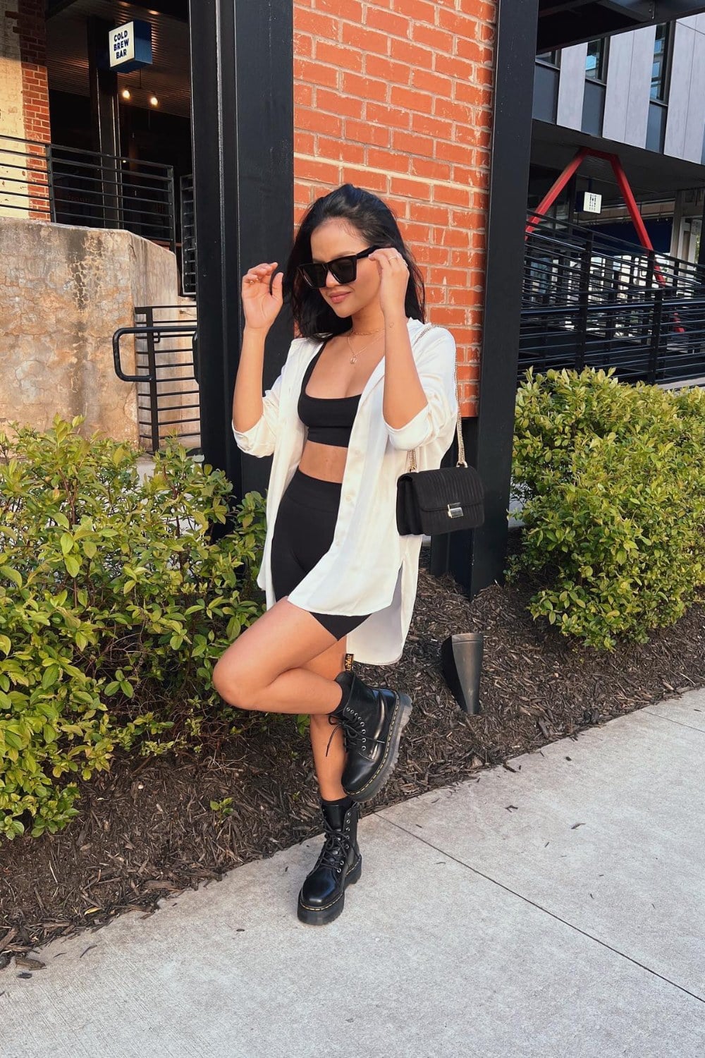White Oversized Shirt and Platform Boots