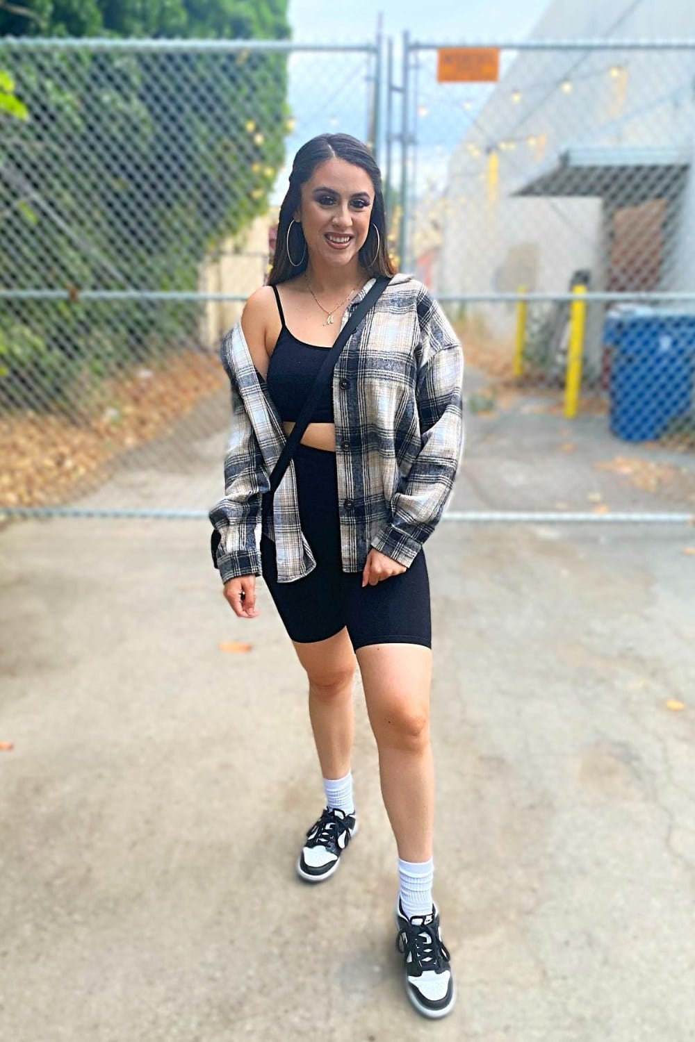 Plaid Flannel Shirt and Sneakers