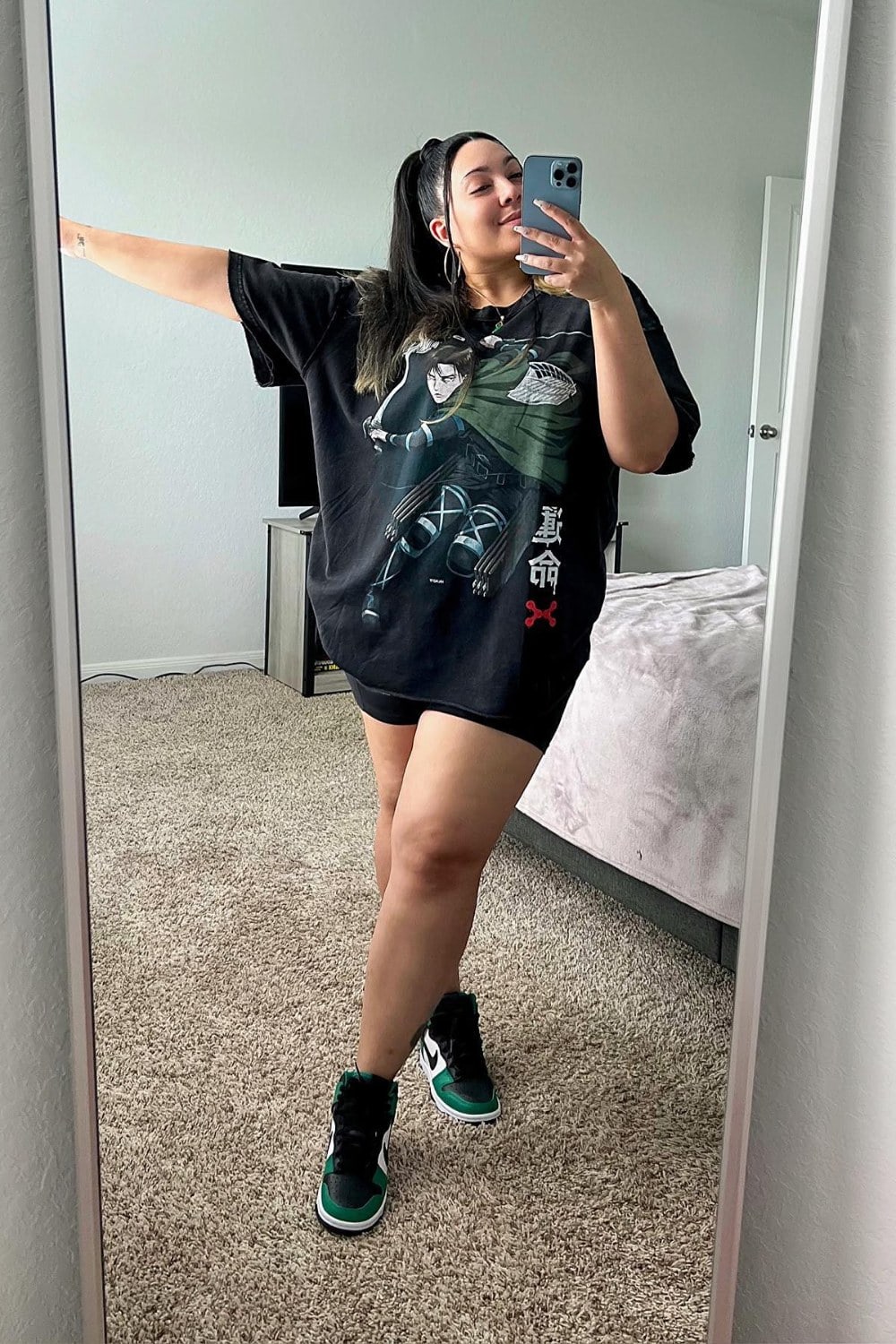 Black Graphic T-Shirt and Sneakers