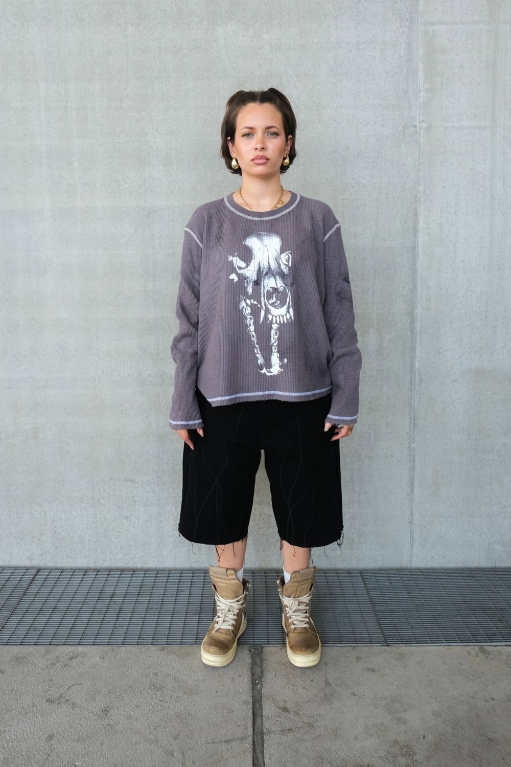 Graphic Print Sweater and Black Cropped Pants