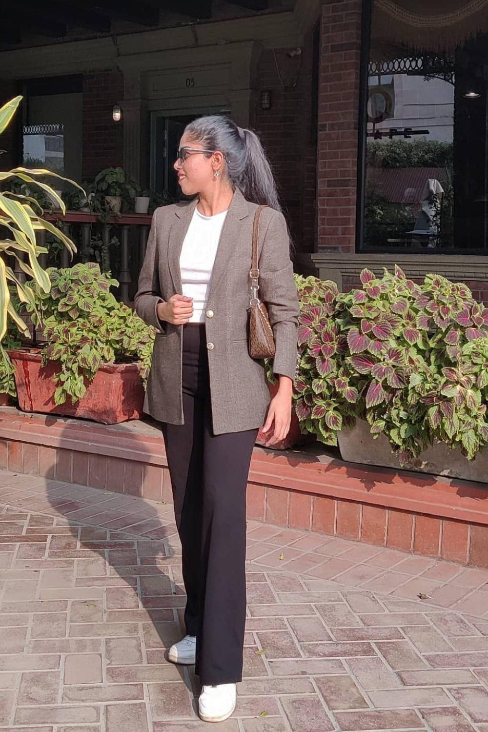 Blazer, T-Shirt, and Trousers