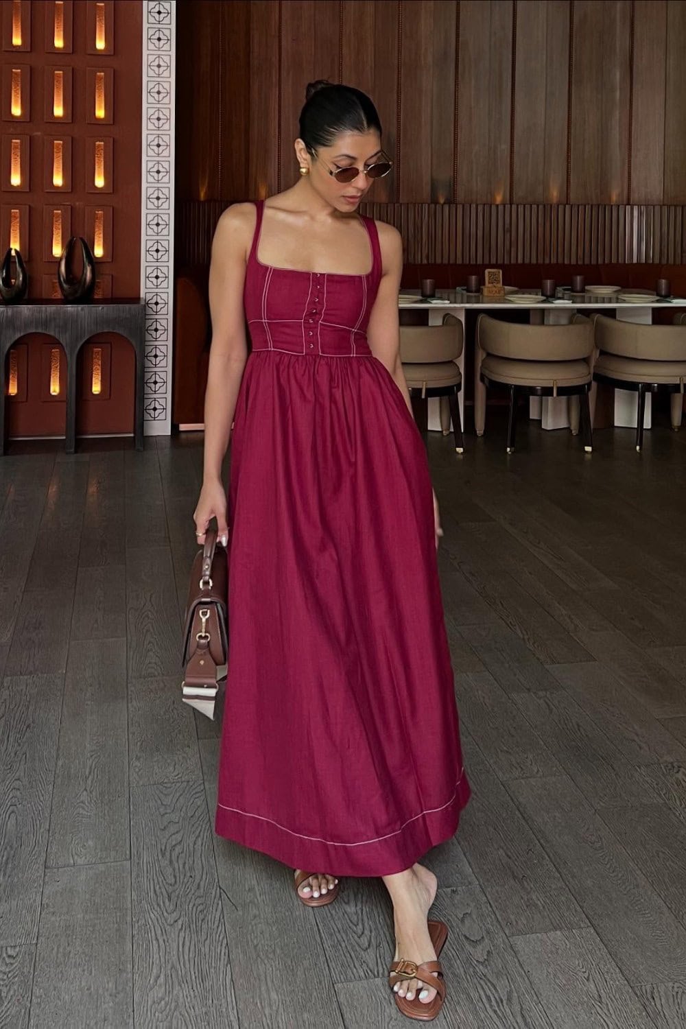 Square Neckline Maxi Dress