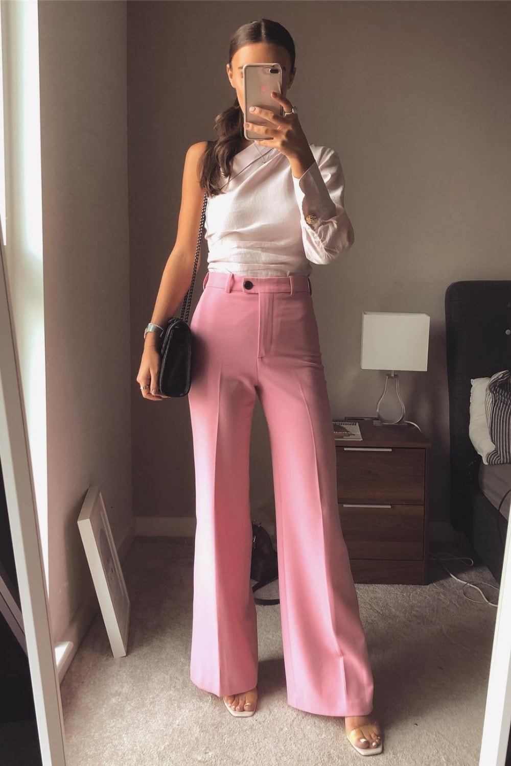 Asymmetrical Top and Wide-Leg Trousers