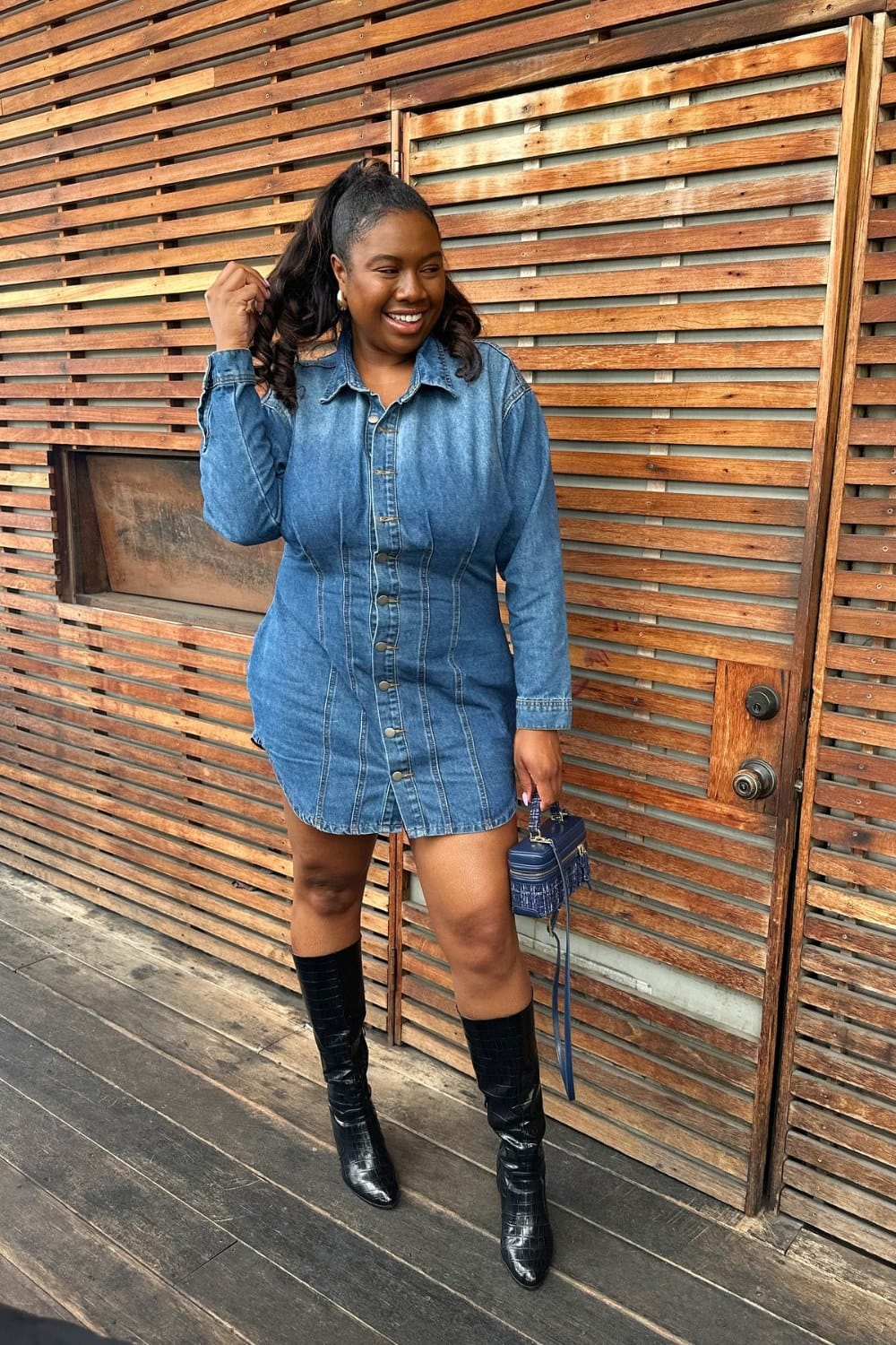 Denim Button-Up Mini Dress
