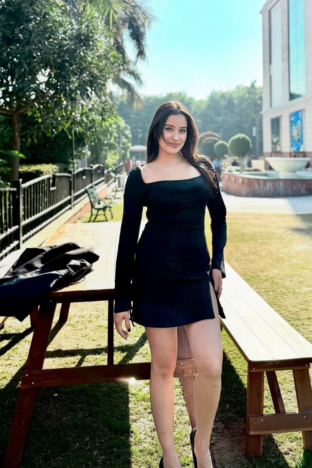 Black Long-Sleeve Mini Dress