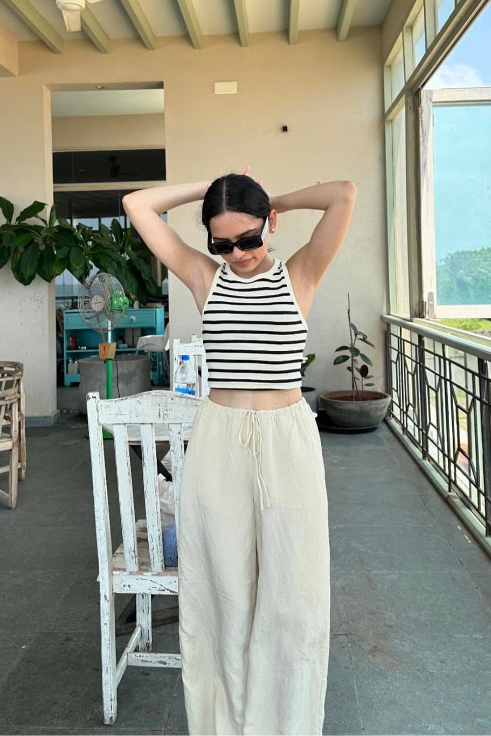 Striped Crop Top and Wide-Leg Pants