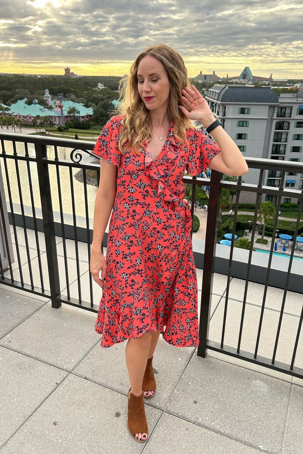 Floral Midi Dress and Ankle Boots