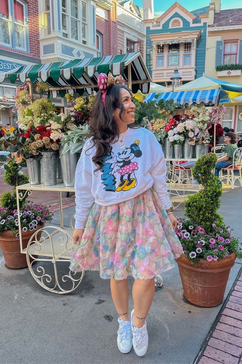 Mickey Mouse Sweatshirt and Floral Tulle Skirt