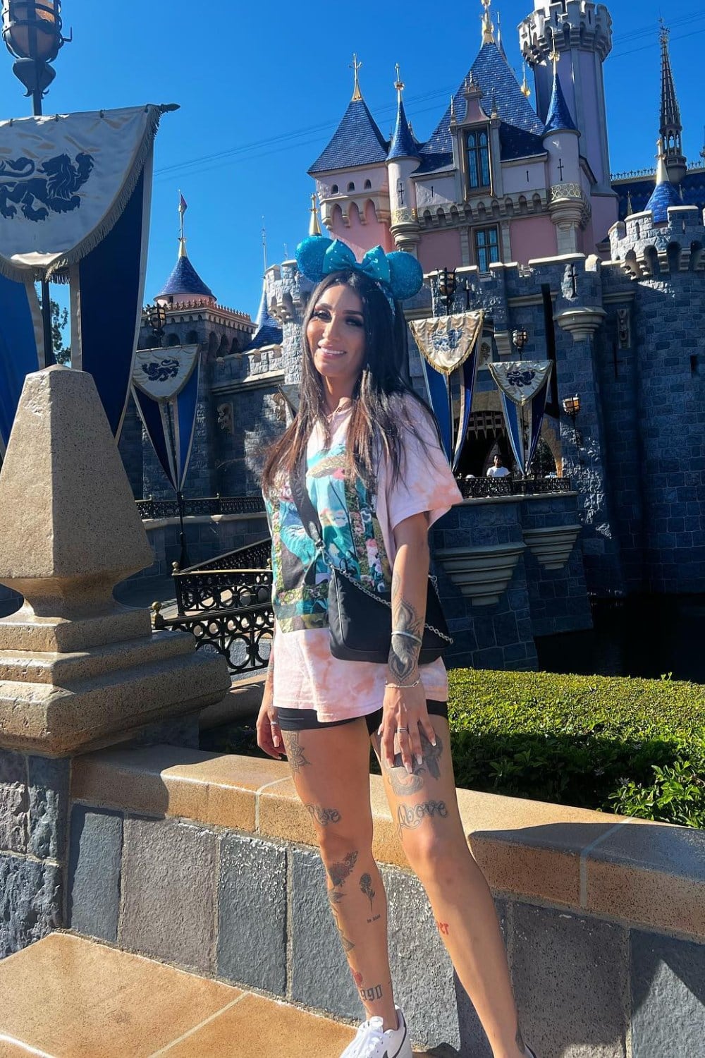 Pink Oversized T-Shirt and Black Biker Shorts