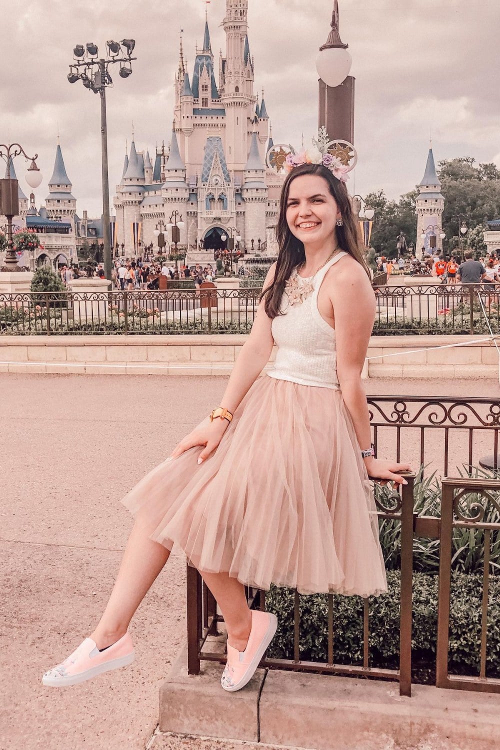 White Crop Top and Blush Pink Tulle Skirt