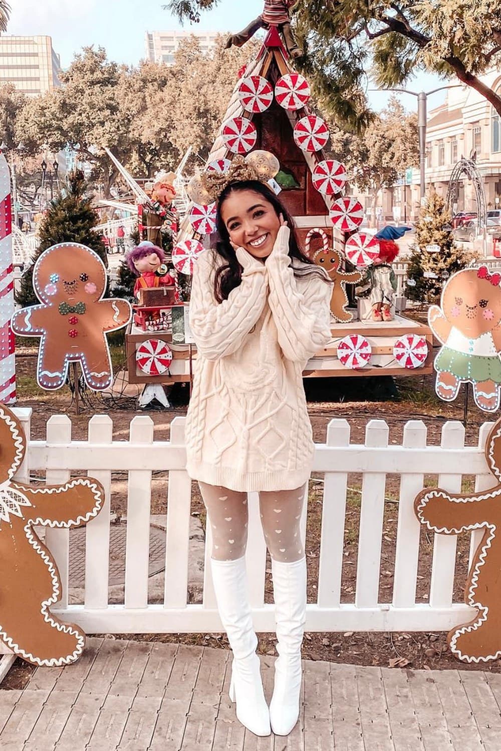 Cable Knit Sweater Dress and Knee-High Boots