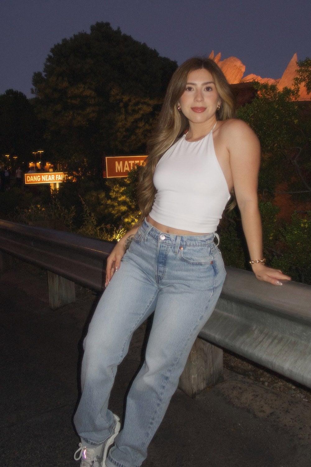 White Halter Crop Top and Jeans