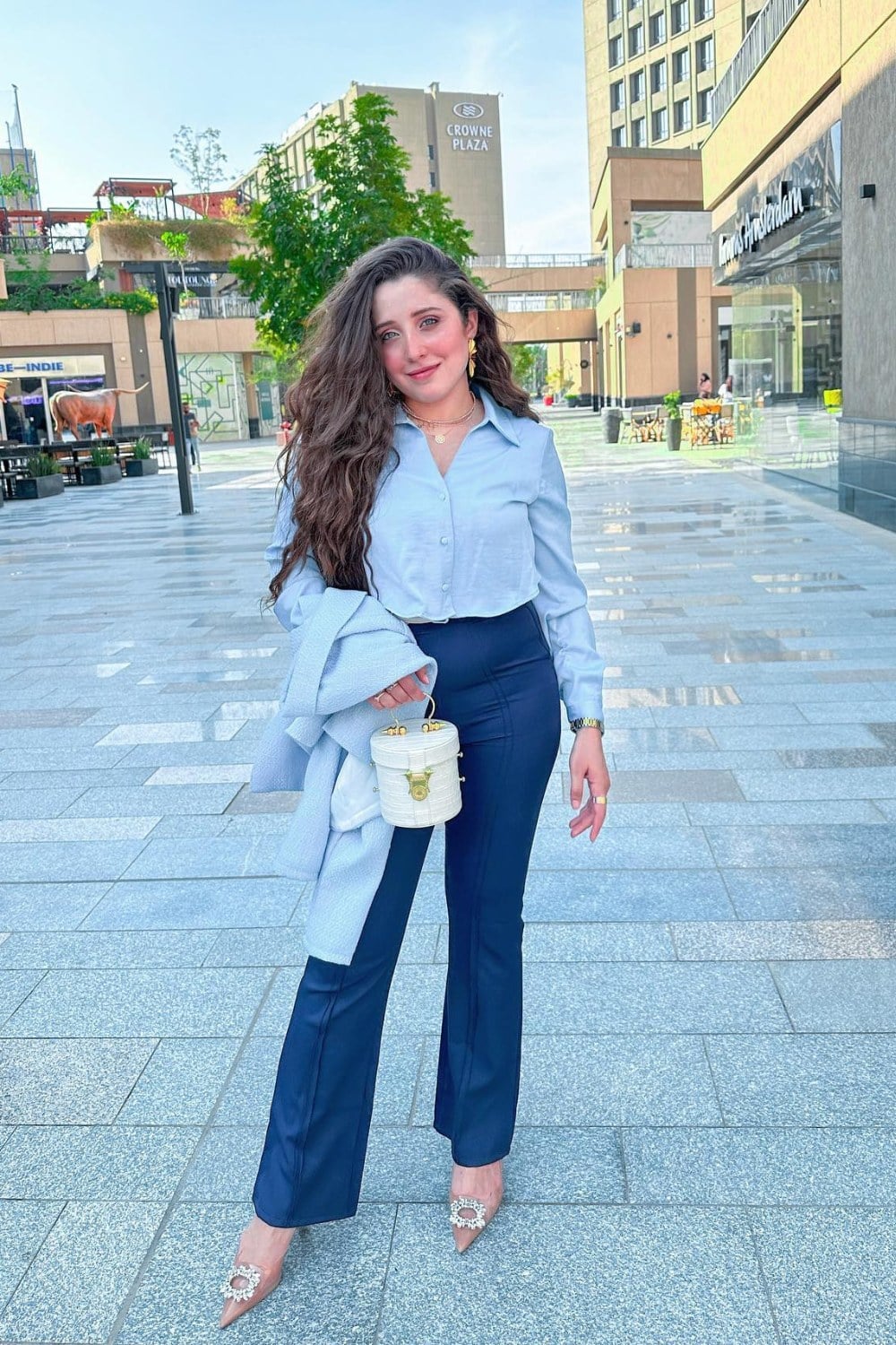 Light Blue Shirt and Navy Trousers