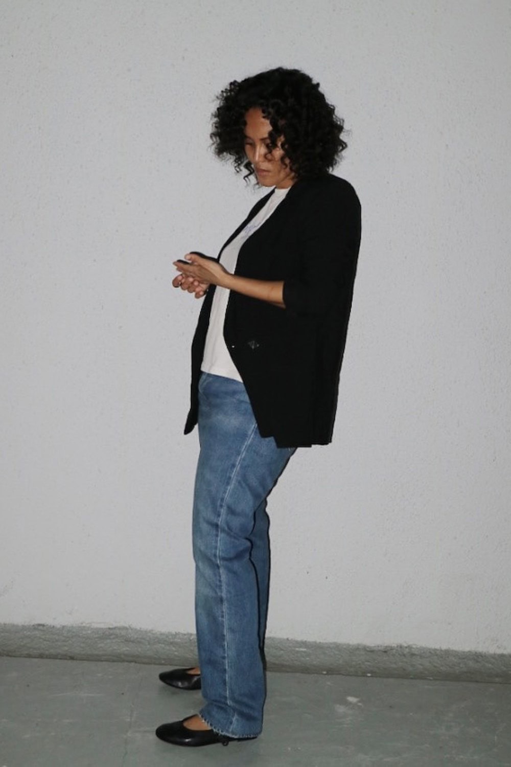 Black Oversized Blazer and Blue Jeans