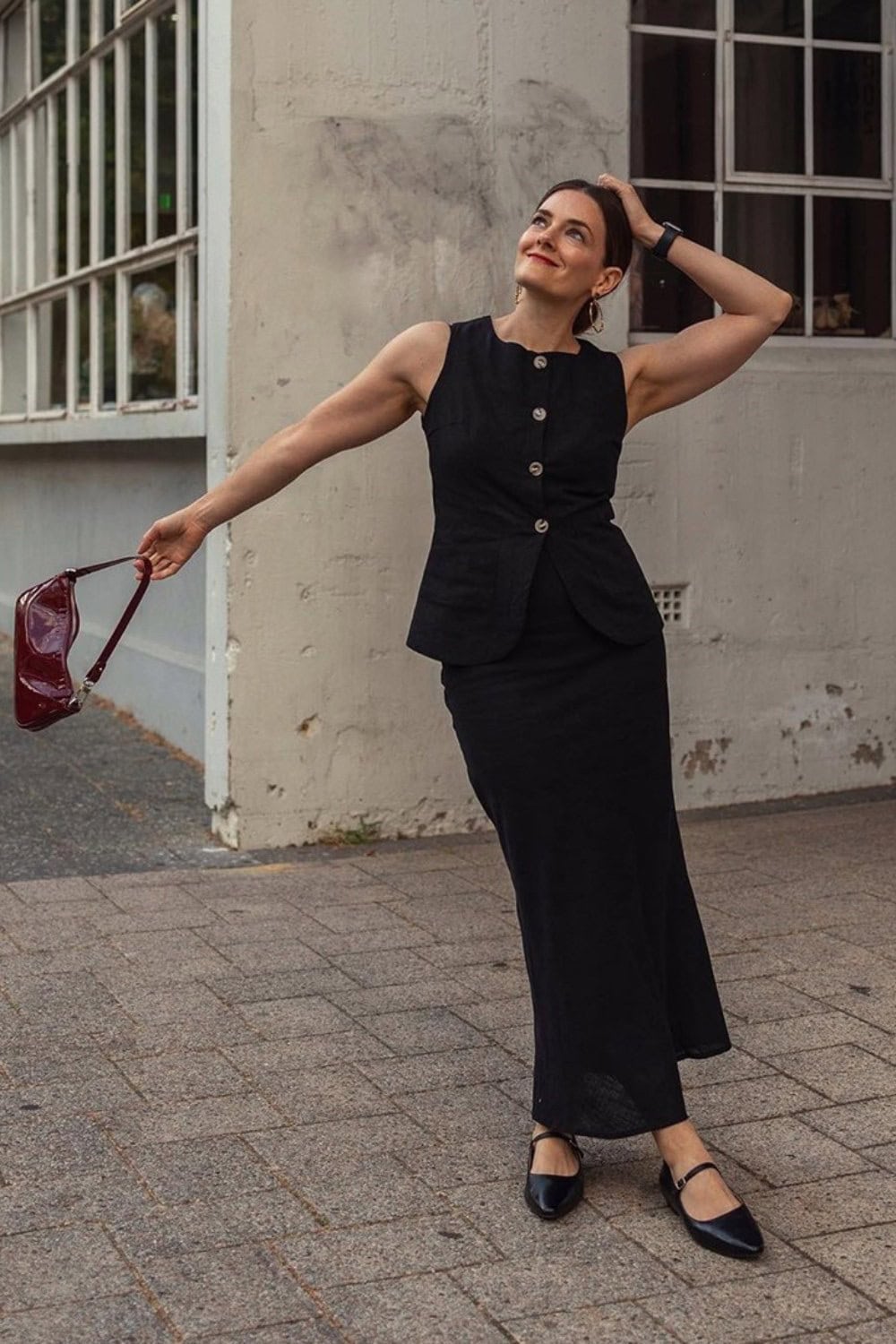 Black Peplum Top and Maxi Skirt