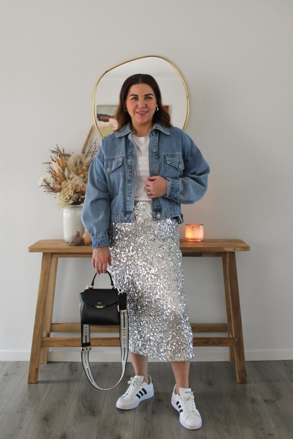 Denim Jacket and Silver Midi