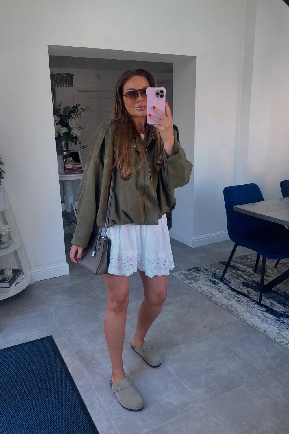 Bomber Jacket and Mini Skirt