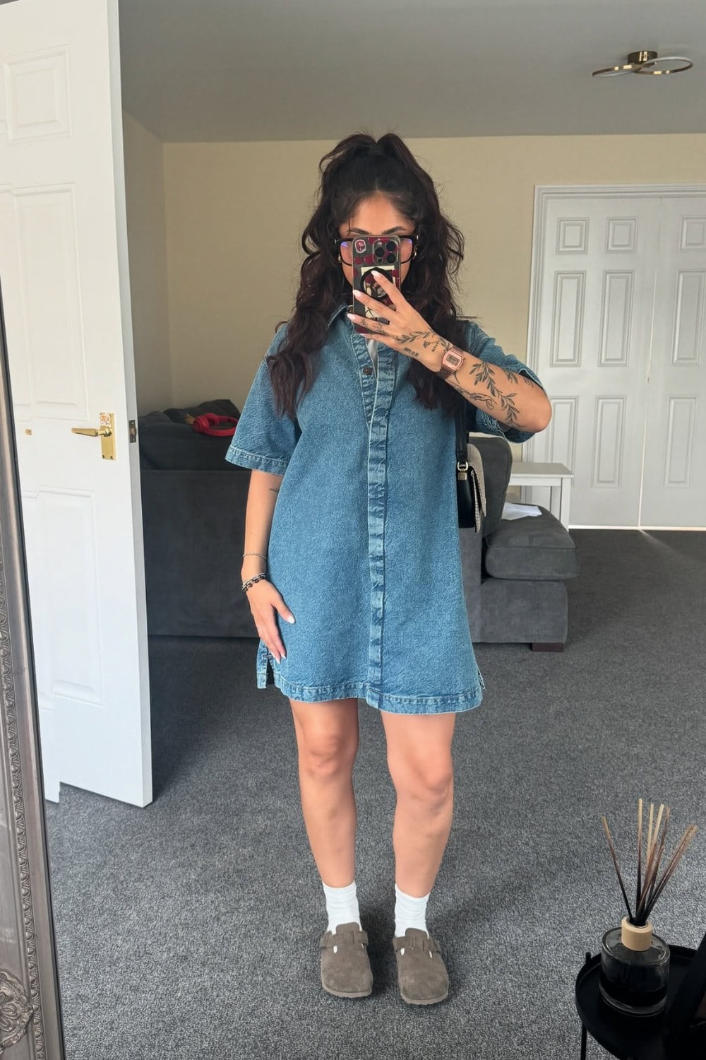 Oversized Denim Shirt Dress