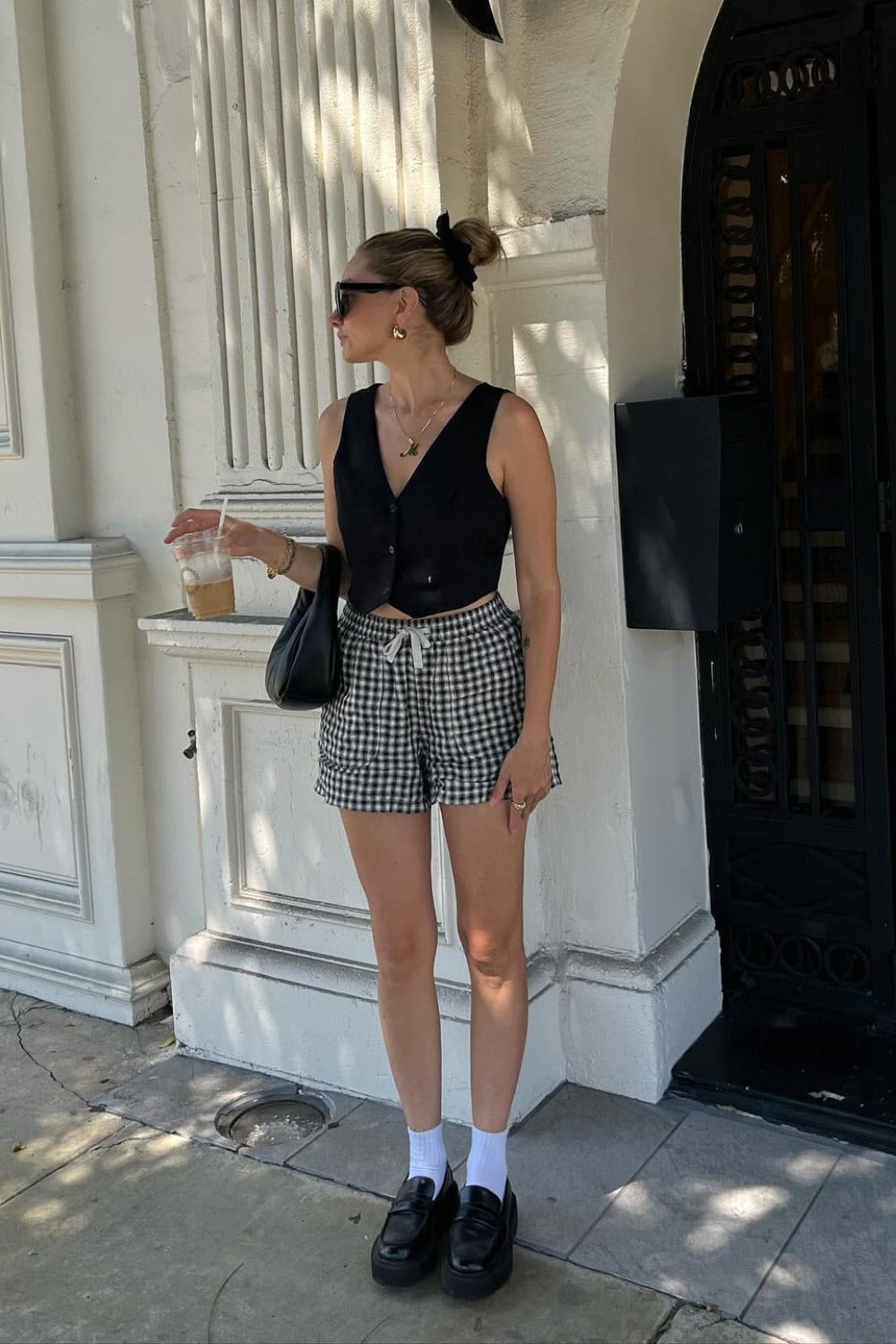 Button-Up Vest Top and Loafers