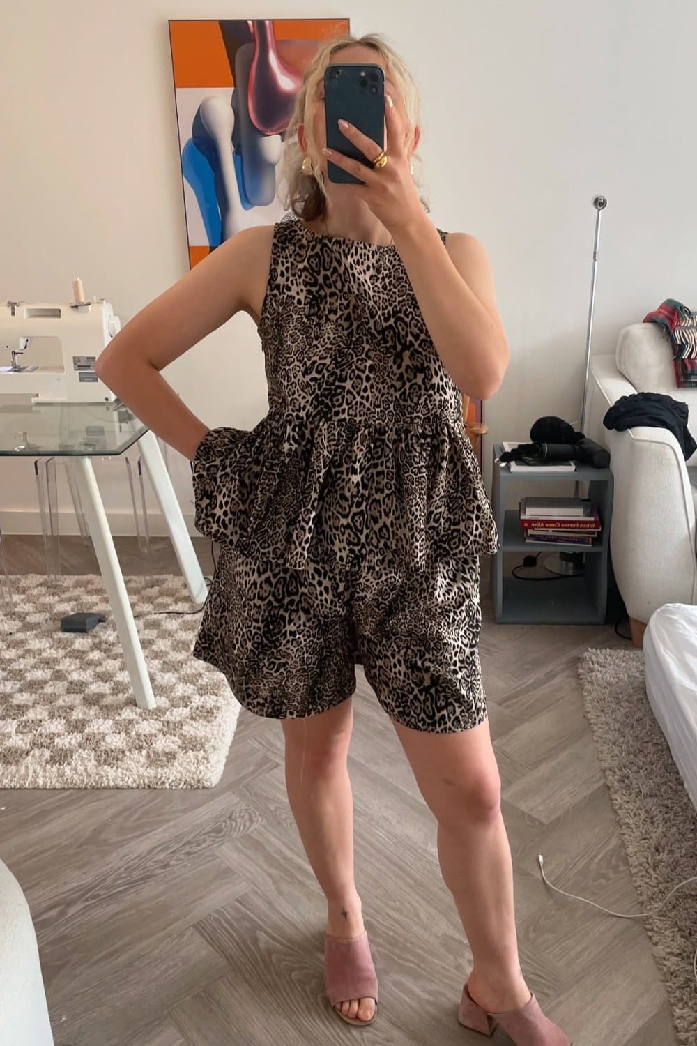 Leopard Print Top and Slip-On Sandals