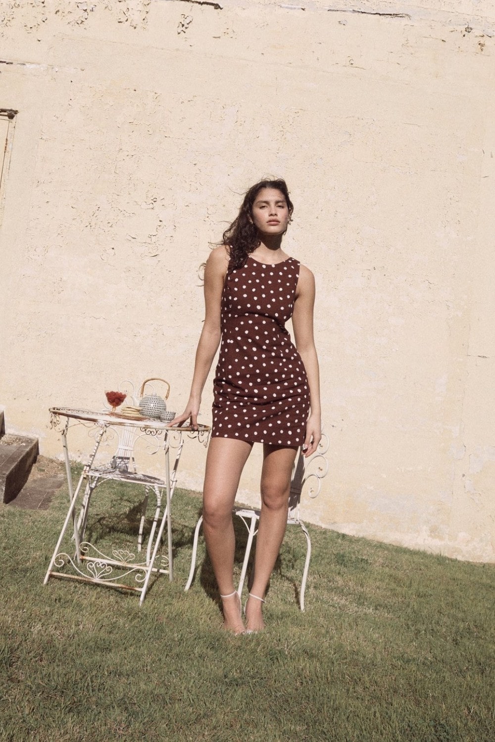 Brown Polka Dot Mini Dress