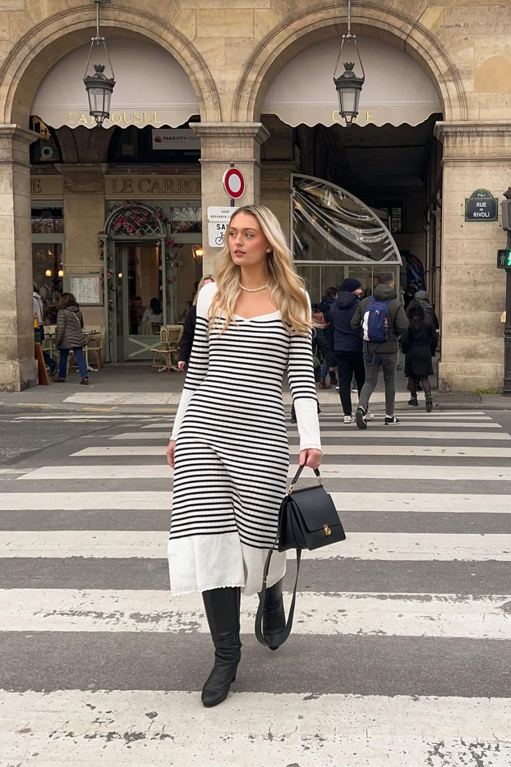 White Striped Midi Dress