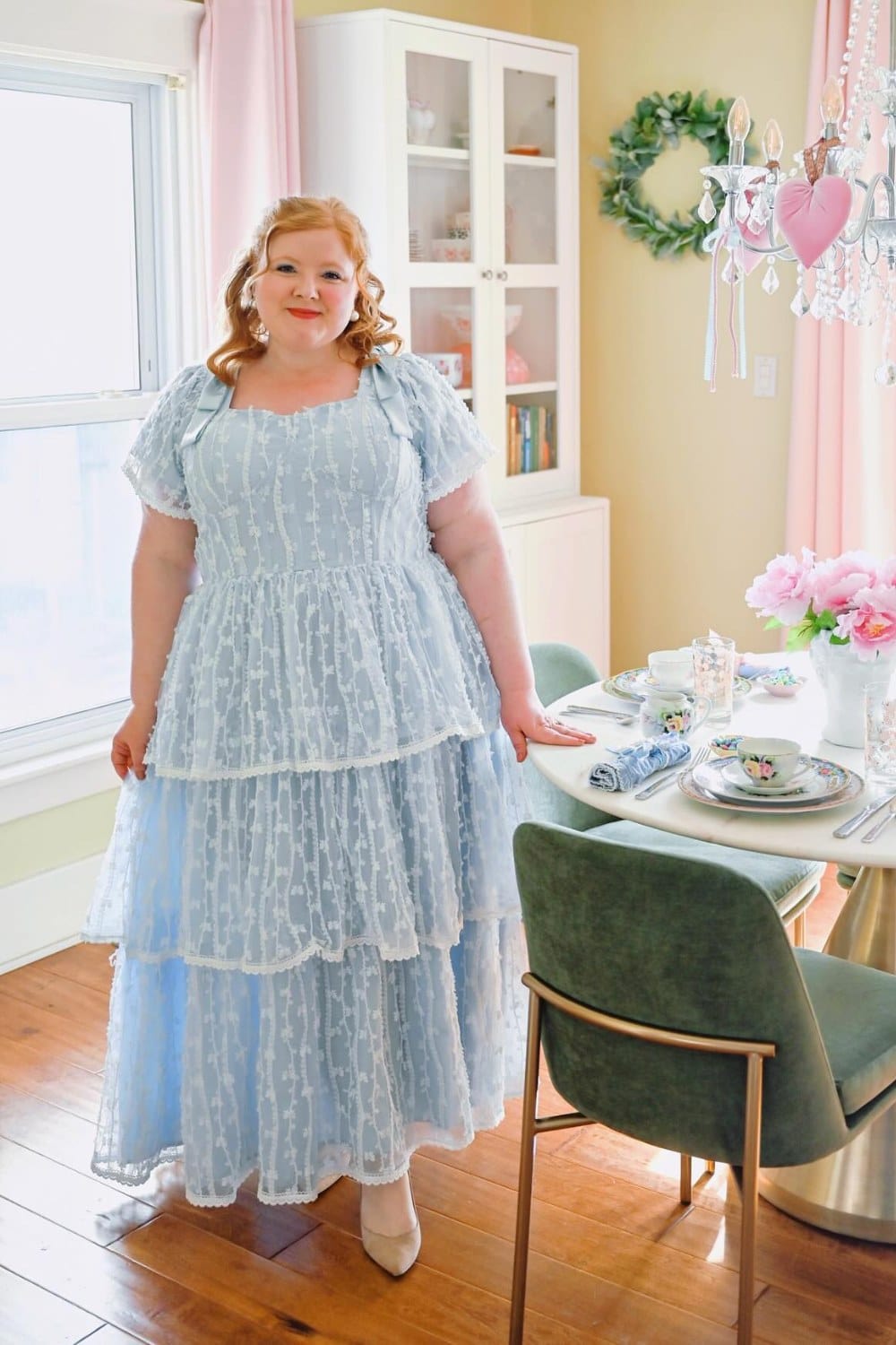 Pale Blue Tiered Maxi Dress