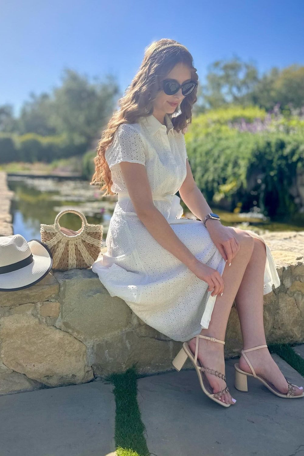 White Eyelet Midi Dress
