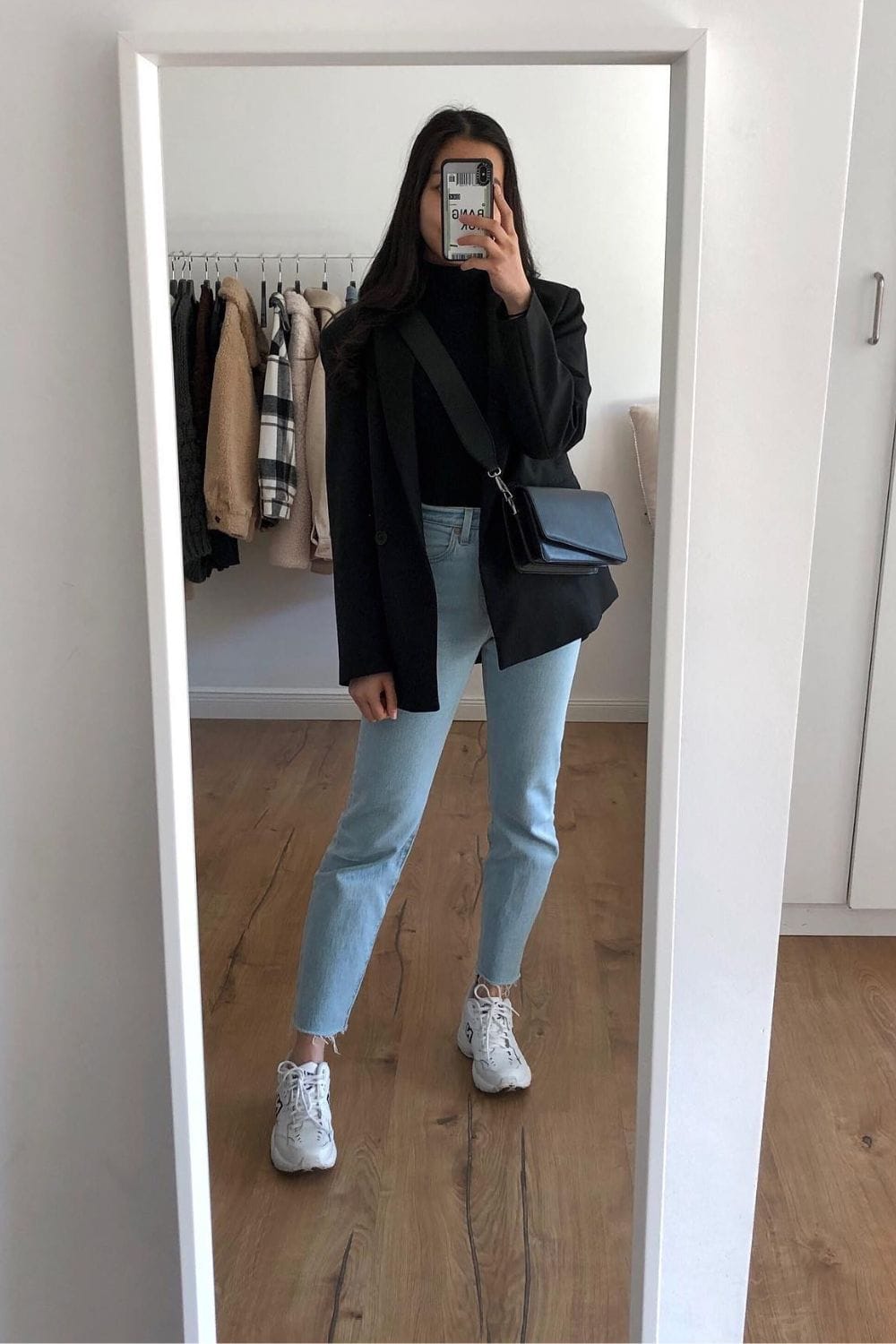 Black Oversized Blazer and Light Wash Jeans