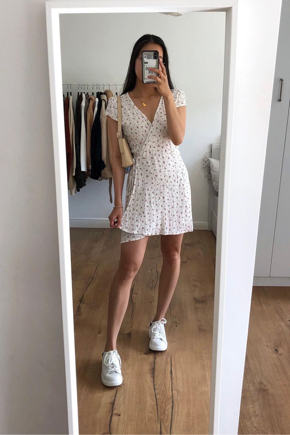 White Floral Wrap Dress