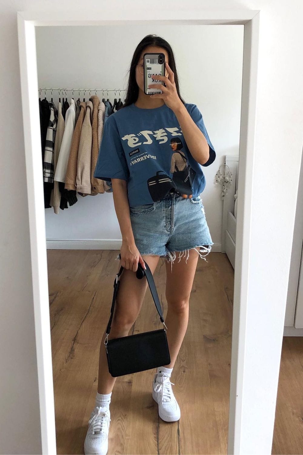 Graphic T-Shirt and Denim Shorts