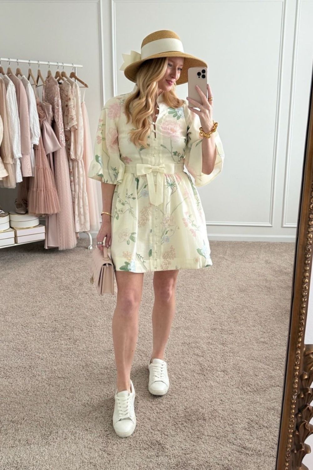 Floral Print Mini Dress with Puff Sleeves