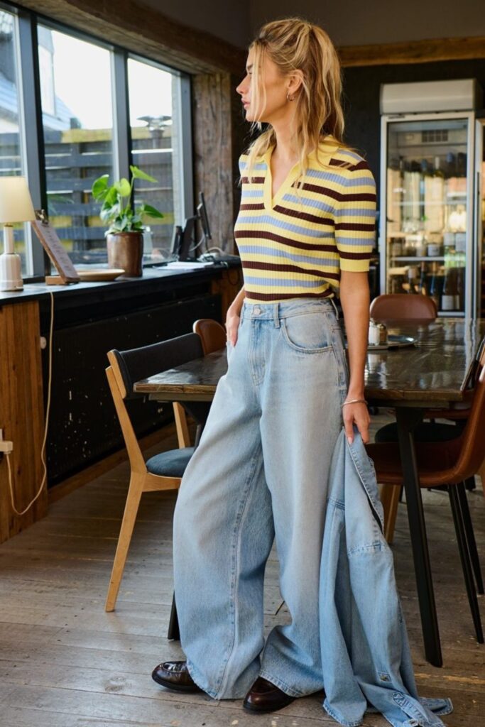 Striped Knit Top and Baggy Jeans