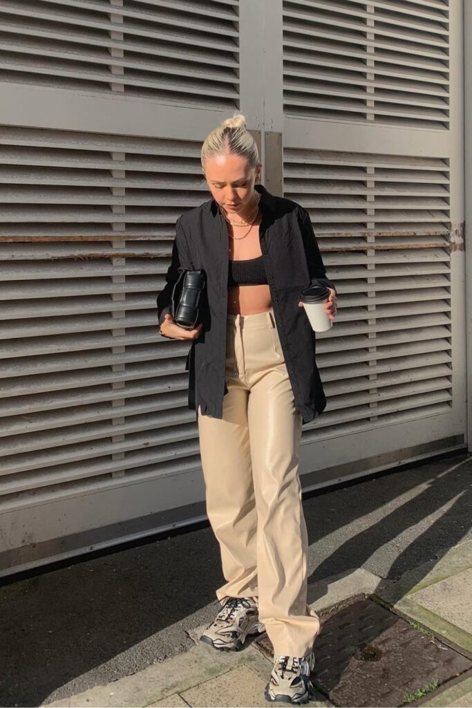 Black Oversized Shirt with Tube Top