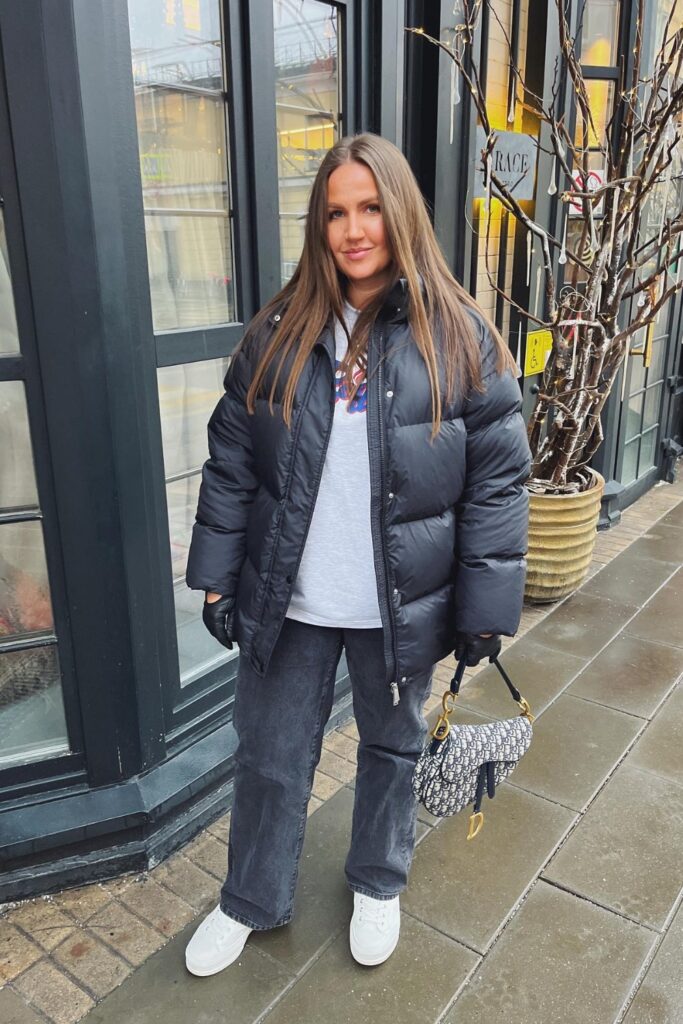 Puffer Jacket and Graphic T-Shirt