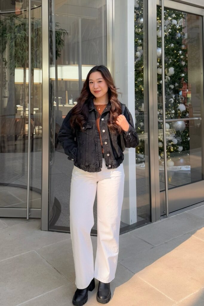 Denim Jacket and Wide-Leg Pants