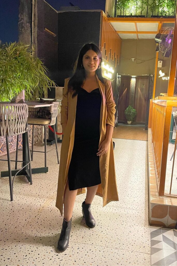 Long Coat and Midi Dress