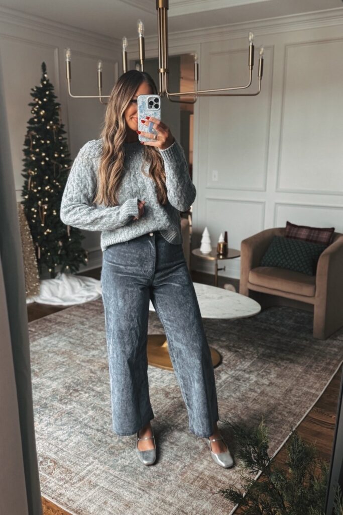 Cable Knit Sweater and Corduroy Pants