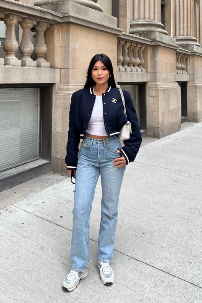 Varsity Jacket and Cropped Top