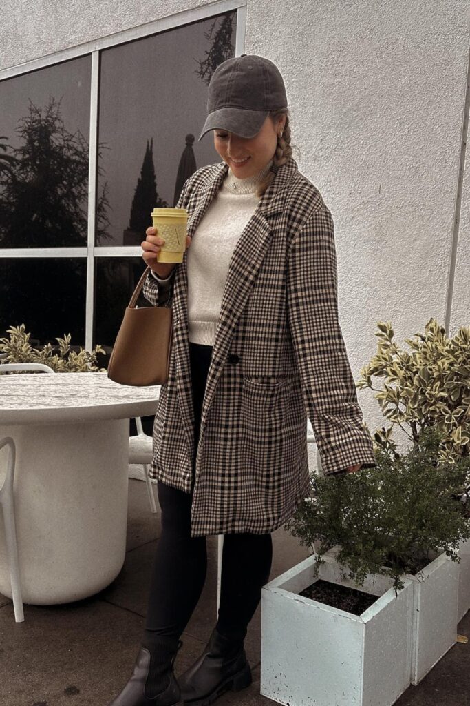Plaid Oversized Coat and Turtleneck Sweater