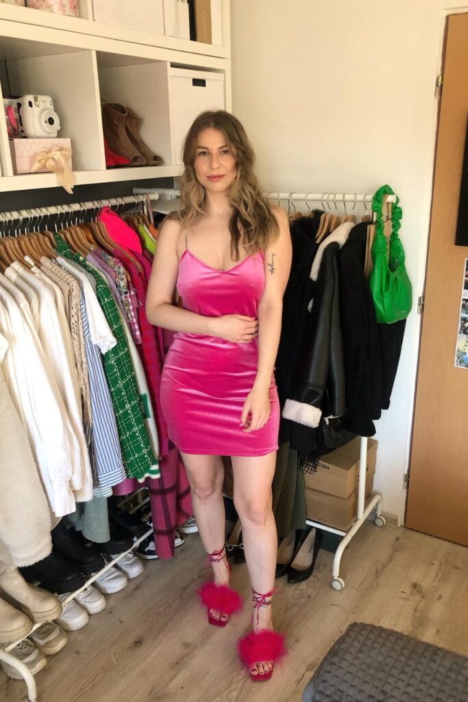 Hot Pink Satin Mini Dress