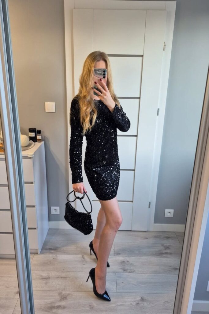 Black Sequin Mini Dress