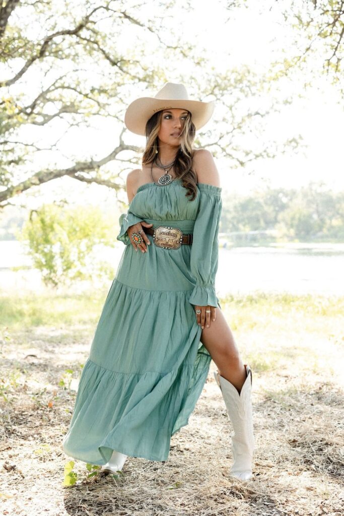 Mint Green Maxi Dress with Western Belt