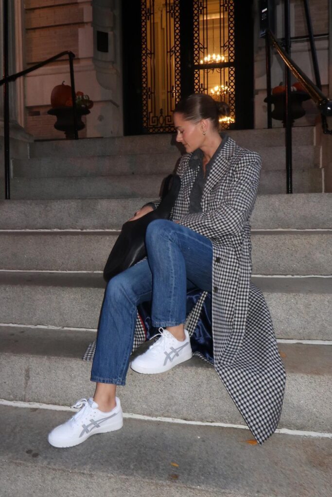 Black Top and Houndstooth Coat