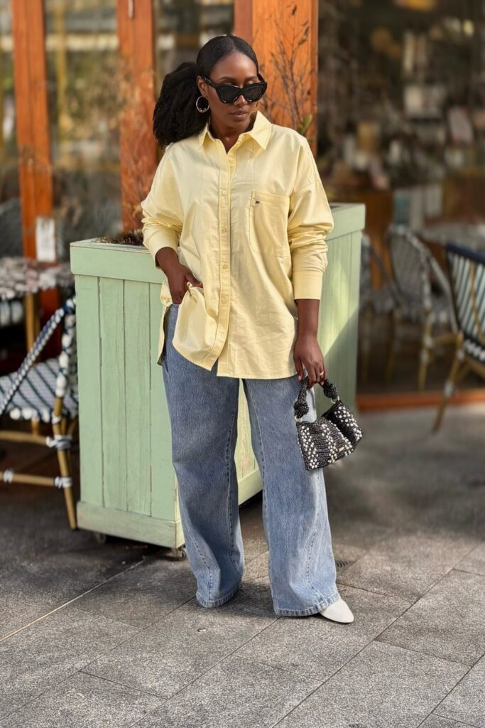 Pale Yellow Shirt and Light Wash Jeans