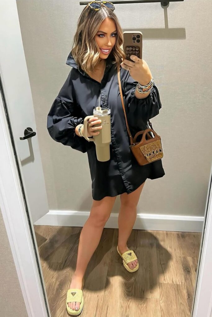 Black Oversized Shirt Dress