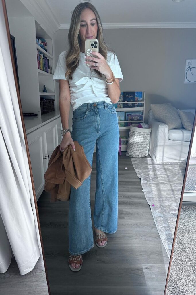 White Blouse and Light Wash Jeans