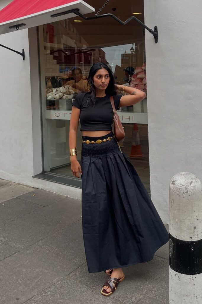 Cropped T-Shirt and Maxi Skirt